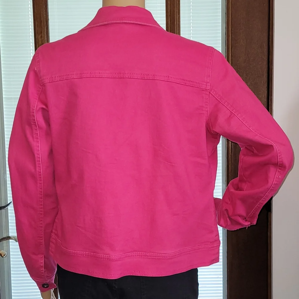 Diane Gilman DG2 Bright Pink Cropped Stretch Jacket- Small - Picture 2 of 5